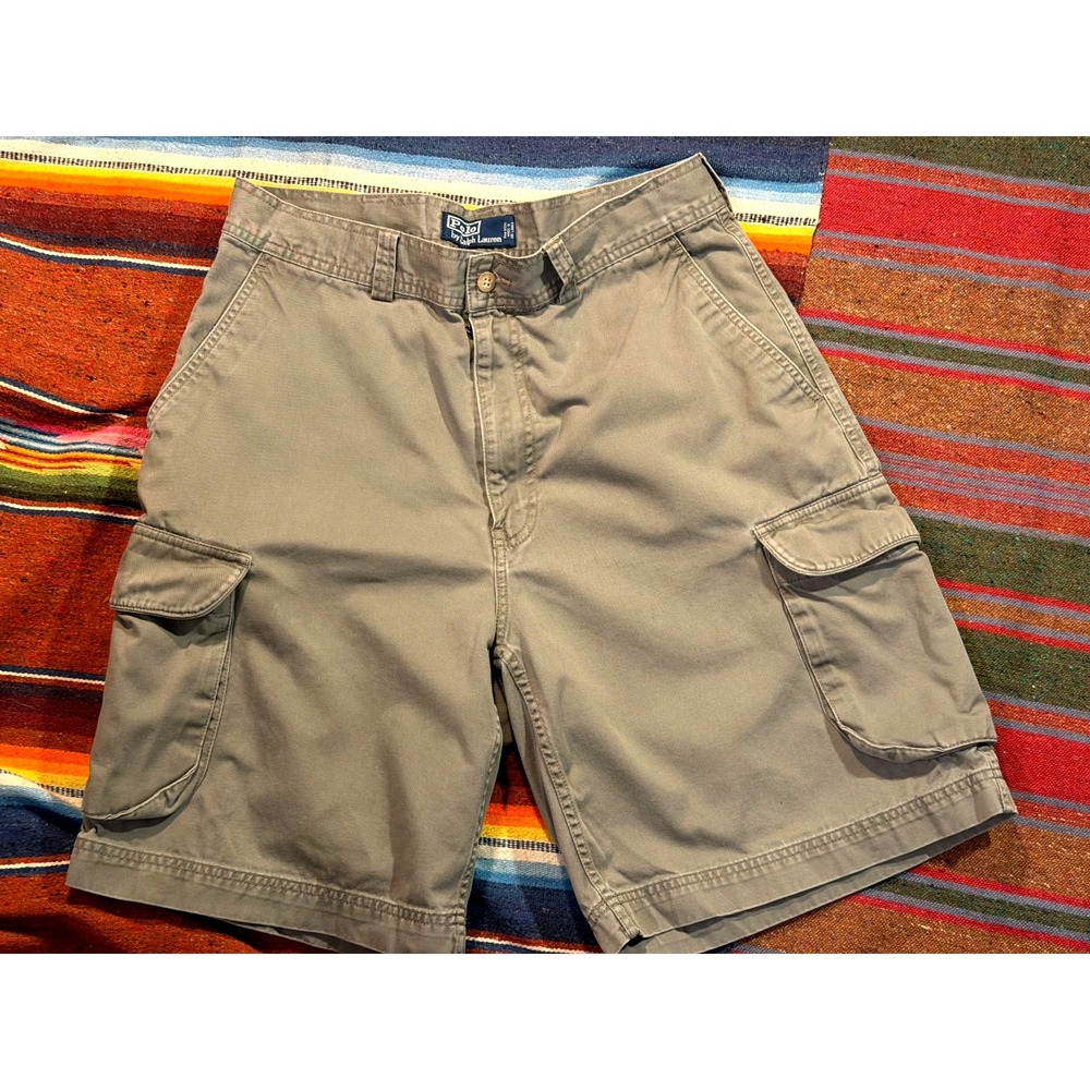 Polo Ralph Lauren Mens Tan Chino Cargo Shorts Cotton Twill Utility Size 34